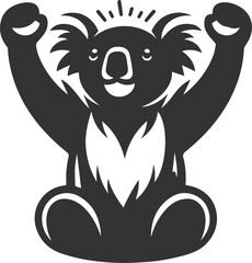 Koala with arms raised in excitement animal vector