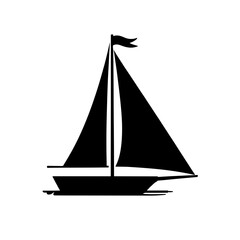 Minimalist black silhouette of a sailboat symbolizing travel and adventure