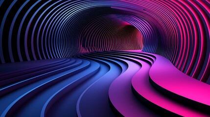 Abstract 3D Tunnel Background Pink Blue Design