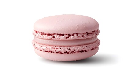 Delicate Pink Macaron with Glistening Shell on a Clean Background