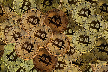 golden bitcoins as symbol of wealth
