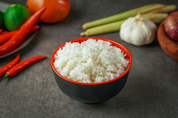 South Asian cuisine. Malaysian dish. 
Steamed white rice/ Nasi Putih