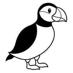 Elegant Puffin Outline Vector Art