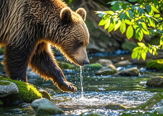 Obraz premium 자연의 위엄, 그리즐리 곰 / The Majesty of Nature: Grizzly Bear