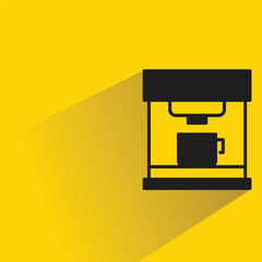 coffee maker icon with shadow yellow background