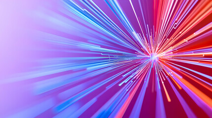 Vivid Blue And Red Light Trails Converging In A Dynamic Burst Of Motion Blur On A Gradient Pink Purple Background