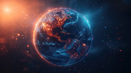 Obraz premium An abstract image of a vibrant illuminated planet earth