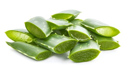 Fototapeta premium Fresh Close-Up Shot of Vibrant Aloe Vera Leaf Segments