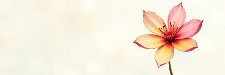 Fototapeta premium Simple line drawing of a five-petal flower, blossom, bloom , pretty, silhouette