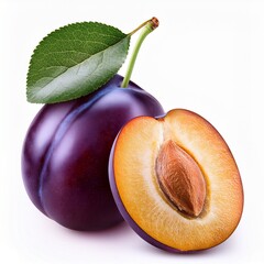 plums on a white background