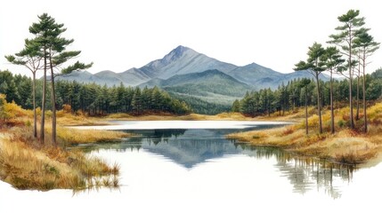 Fototapeta premium Serene mountain lake landscape (1)