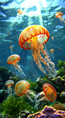  underwater paradise with jellyfish