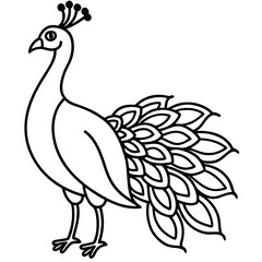 Graceful Peacock Single Line Vector Design