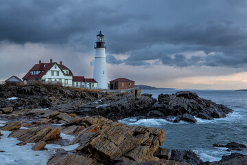 Naklejka premium Sunset in Portland Lighthouse, Maine