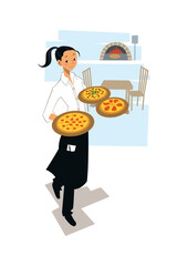 ピザ店員の女性