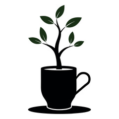 


     A black cup with a tree growing vector illustration.
