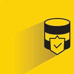database security icon with shadow yellow background