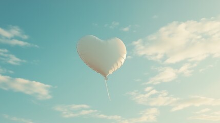 Fototapeta premium A heart-shaped balloon floating gracefully against a soft blue sky 