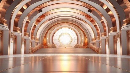 Obraz premium White golden ceremony award stage venue background.