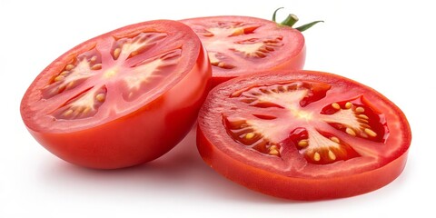 Sliced Red Tomatoes, Fresh Cut on White, garden, cooking