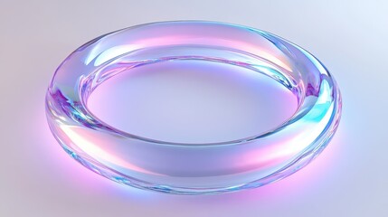 Transparent Abstract Ring with Colorful Light Reflection and Glow