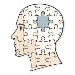 Puzzle Head Profile Completing the Mind, Brain , Puzzle