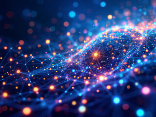 A close-up of a pipette transferring liquid into test tubes in a vibrant, colorful laboratory setting.