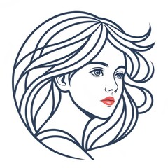 Minimalist Woman Portrait with Flowing Hair, fashion , beauty