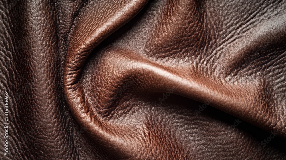 Poster in this warm-toned depiction, deep brown leather folds create a mesmerizing pattern of texture and d