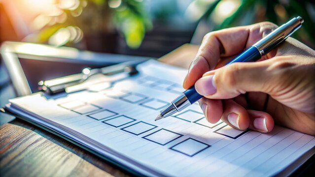 Checklist Confirmation:  Businessperson Reviewing Documents for Accuracy and Quality Control