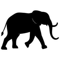 Fototapeta premium : Elegant Elephant Silhouette Design on White Background