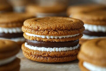 Delicious sandwich cookies with creamy filling Perfect for a sweet treat! Enjoy the indulgence of these home-baked delights