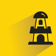 fortress icon with shadow on yellow background
