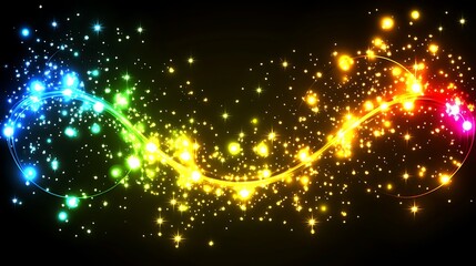 Fototapeta premium Abstract colorful glowing lights in the dark with stars and sparkles