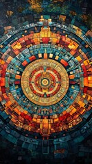 Sophisticated aztec mandalas bold geometry bold patterns intricate radial composition