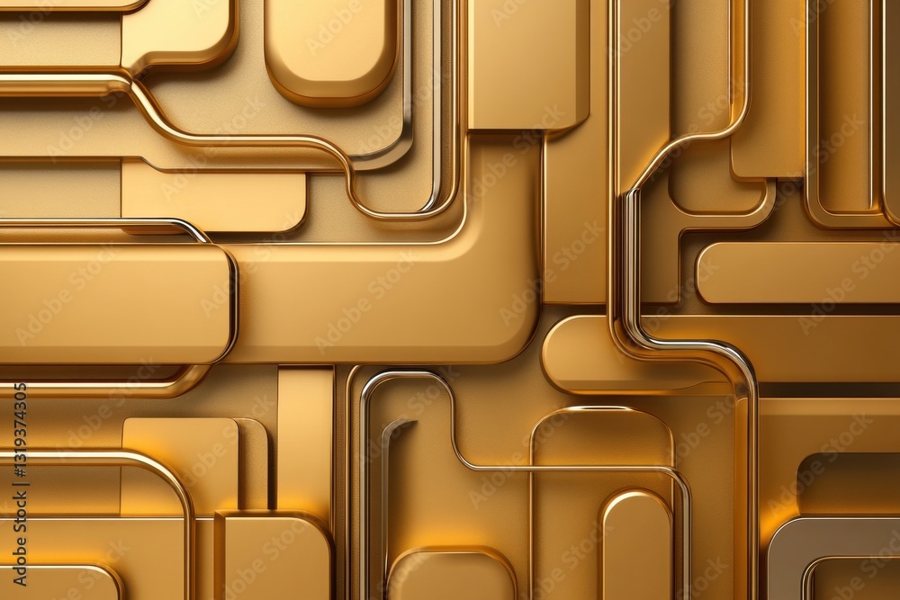 Aufkleber The image is a gold and silver design with many different shapes and lines