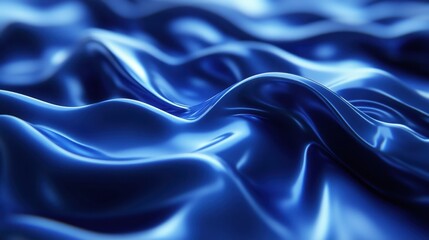 Obraz premium Shimmering Blue Satin Fabric Waves with Soft Creases and Reflections