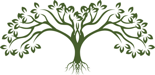 Fototapeta premium Minimalist blue and green combination tree logo, futuristic touch geometric elements, suitable for brands that focus on green technology, or the environment. Available in high quality vector format.