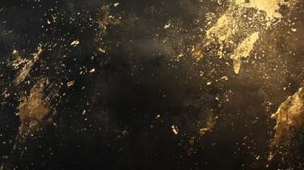 Abstract Black and Gold Background with Textured Elements and Sparkles