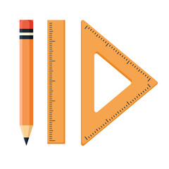 Pencil and Ruler Vector | Stationery Illustration | School Clipart