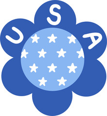 Patriotic Blue USA Flower with Stars for 4th of July Celebration