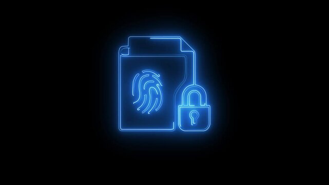 Glowing neon Unauthorized File icon isolated on black background. HD Video motion graphic animation