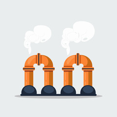 Massive Industrial Pipes Releasing Steam in a Factory Setting