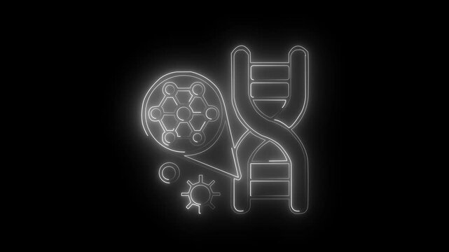 Glowing neon Dna Structure icon isolated on black background. HD Video motion graphic animation