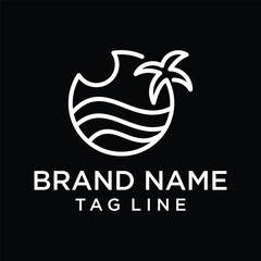 Beach and island logo design, vector design template of beach icons