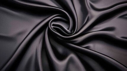 Obraz premium Elegant black satin fabric close-up textile industry abstract textures studio environment detailed viewpoint luxurious concept