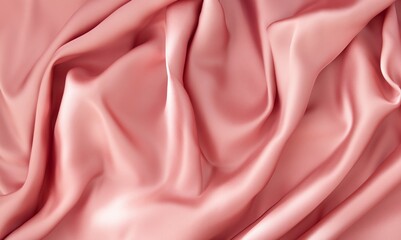Obraz premium Old rose color silk satin background. Soft wavy folds on the fabric. Wedding, anniversary, valentine, love, tender, celebration, card. Beautiful abstract background with copy space for your design.