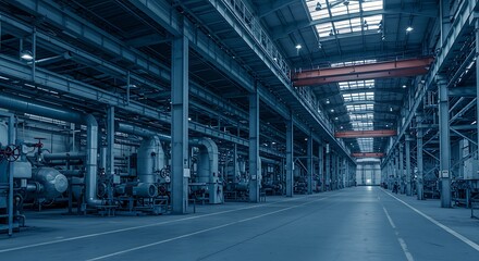 Obraz premium Vast industrial interior - efficiency and productivity - for engineering presentations
