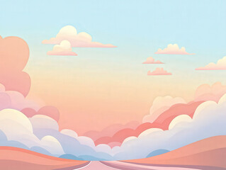 serene landscape featuring soft pastel clouds and tranquil horizon, evoking sense of calm and peace