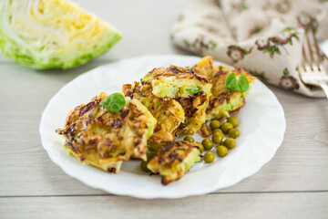 vegetable cutlets from early cabbage with peas
